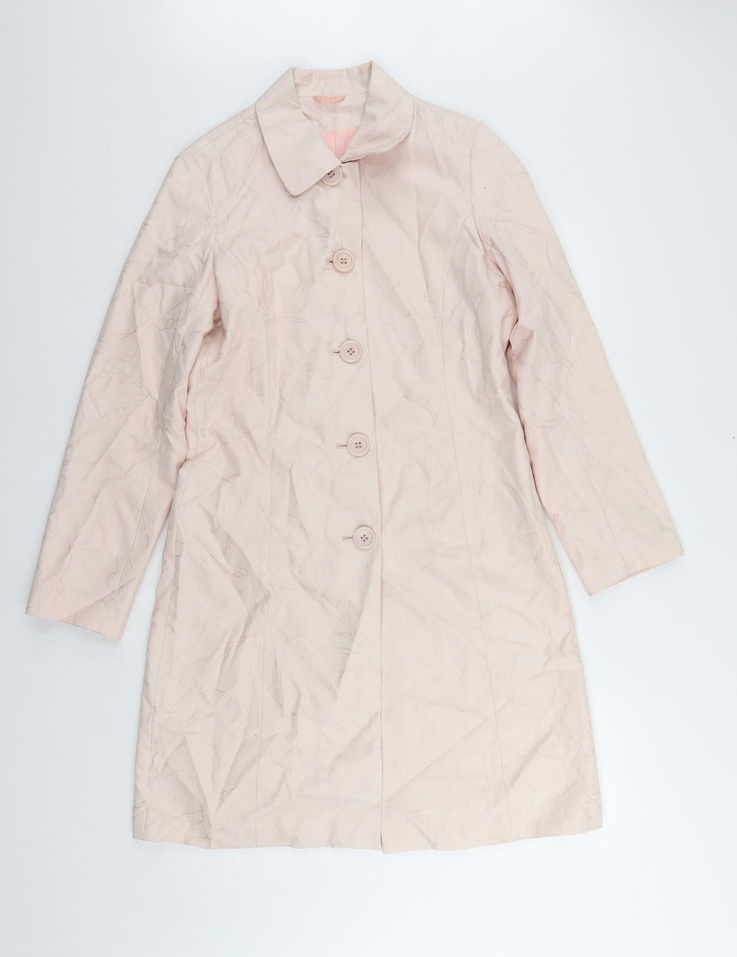 NEXT Womens Pink Overcoat Coat Size 10 Button - Embroidered