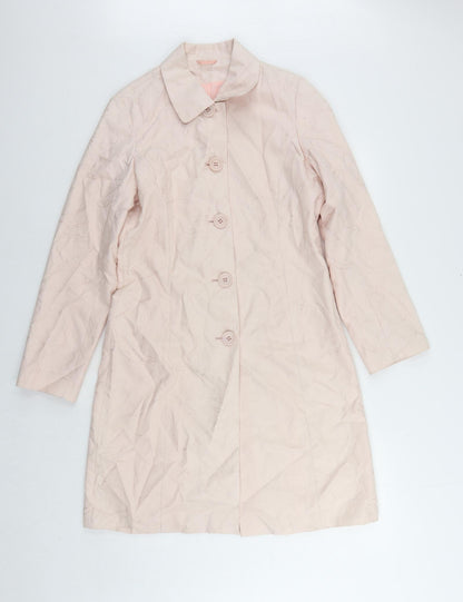 NEXT Womens Pink Overcoat Coat Size 10 Button - Embroidered