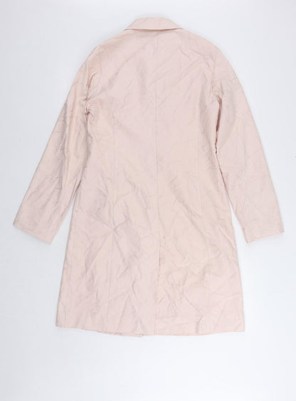 NEXT Womens Pink Overcoat Coat Size 10 Button - Embroidered