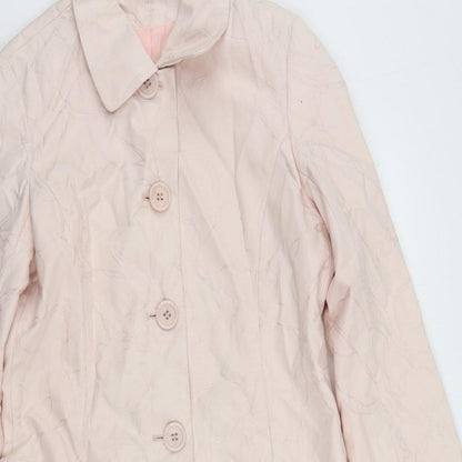 NEXT Womens Pink Overcoat Coat Size 10 Button - Embroidered