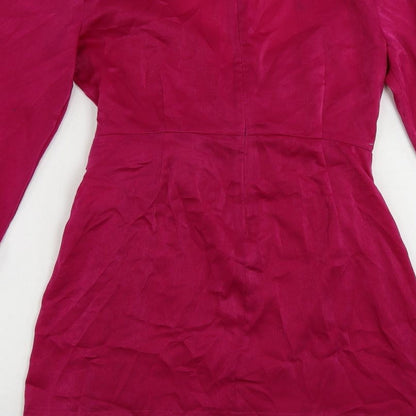 Zara Womens Pink Polyester Mini Size M V-Neck Zip