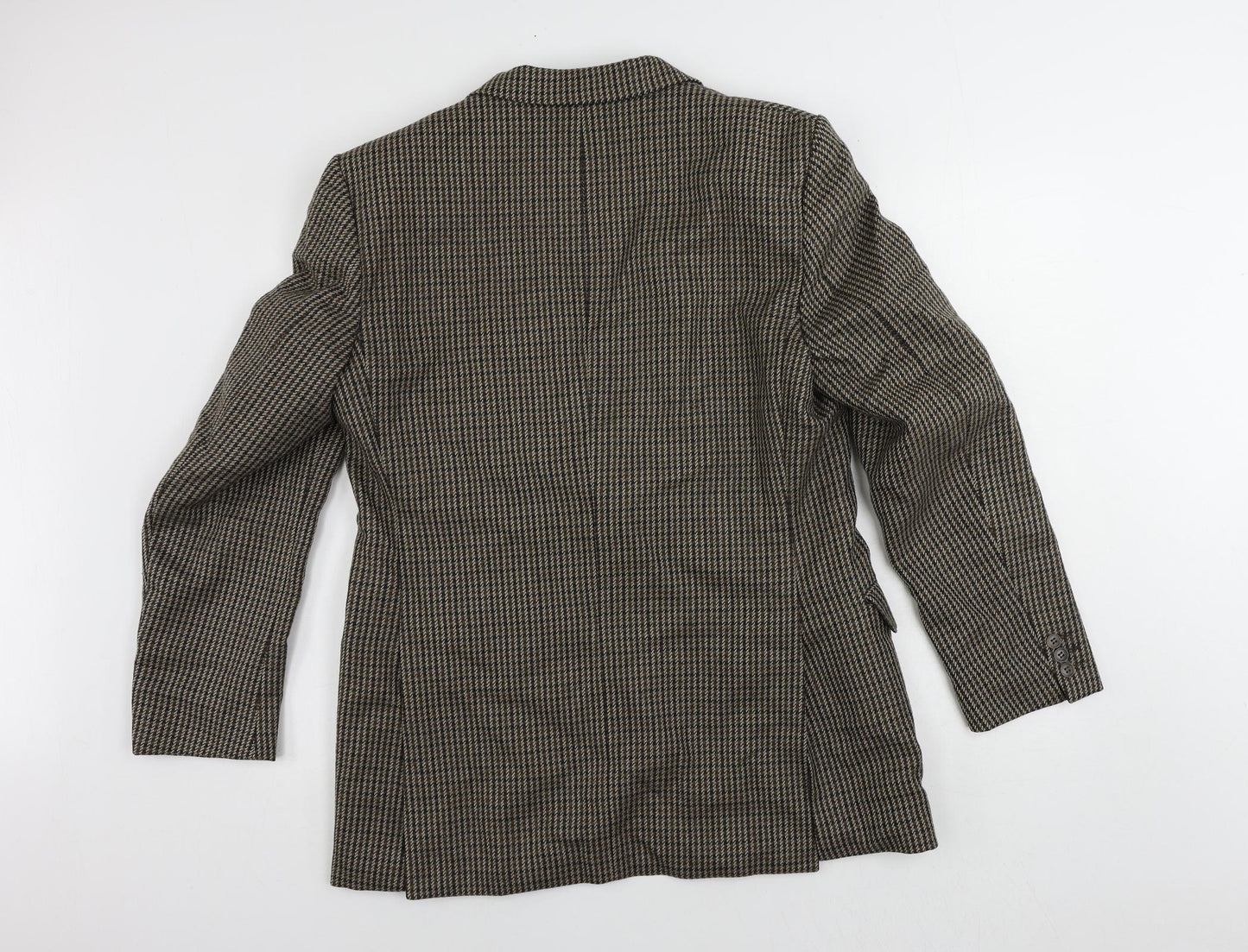 Francis Galay Mens Brown Geometric Wool Jacket Blazer Size 40 Regular