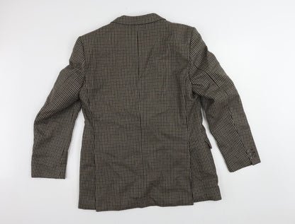 Francis Galay Mens Brown Geometric Wool Jacket Blazer Size 40 Regular