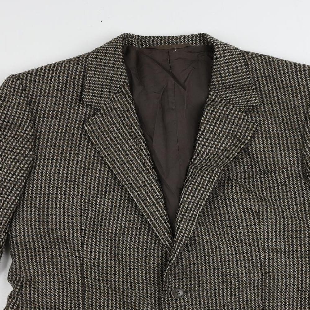 Francis Galay Mens Brown Geometric Wool Jacket Blazer Size 40 Regular