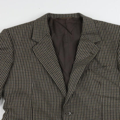 Francis Galay Mens Brown Geometric Wool Jacket Blazer Size 40 Regular
