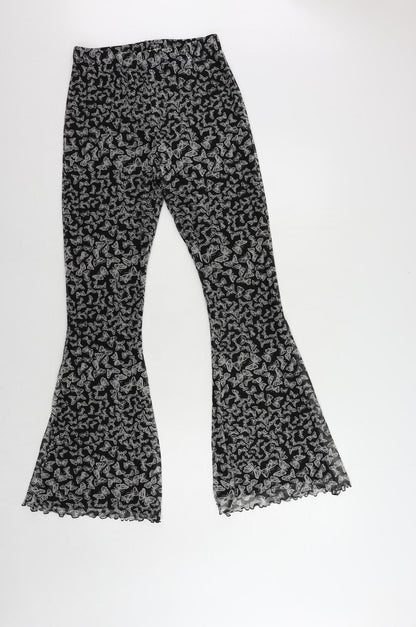 Urban renewal Womens Grey Geometric Polyester Trousers Size M L31 in Regular - Elastic Waist