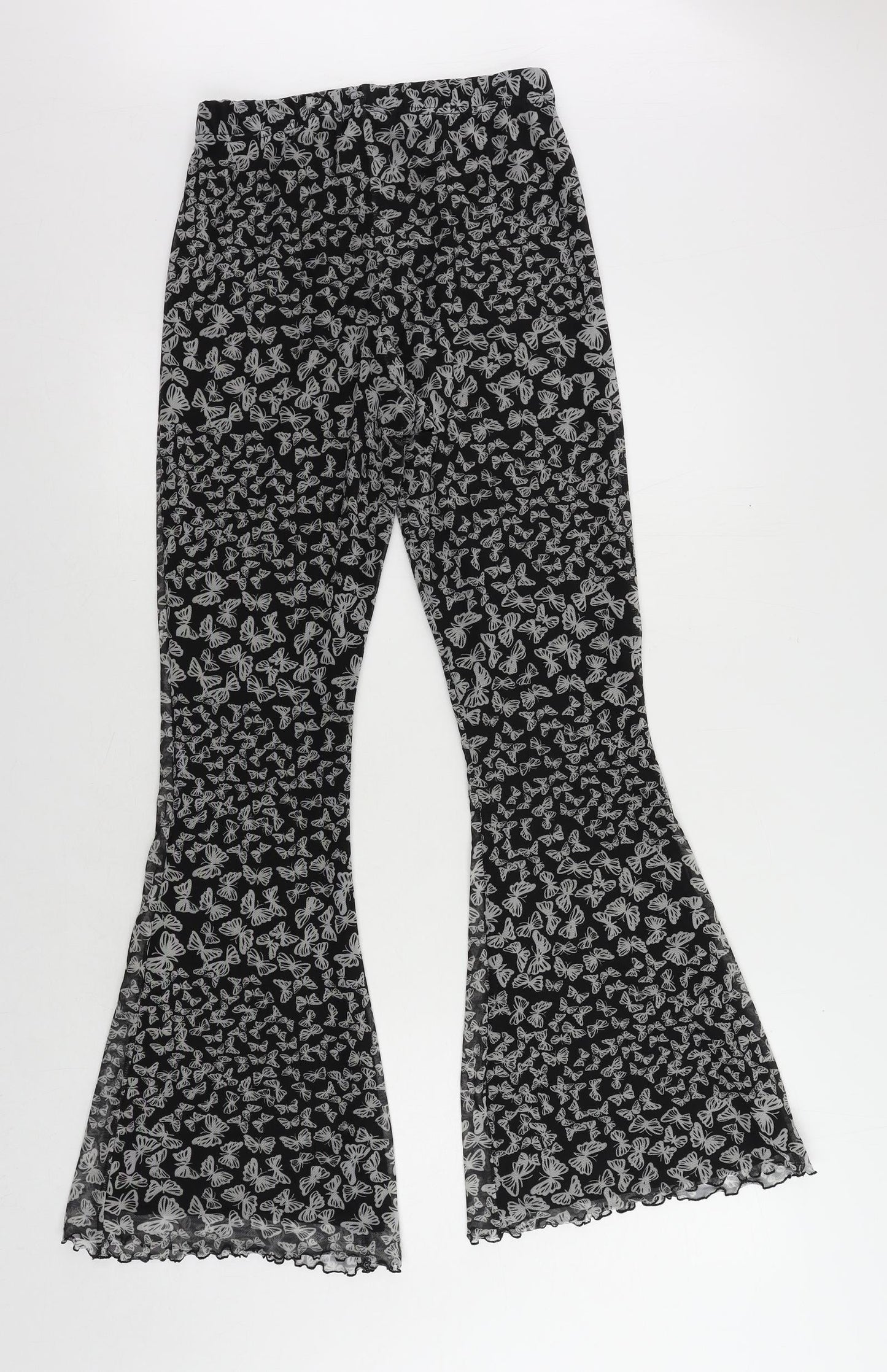 Urban renewal Womens Grey Geometric Polyester Trousers Size M L31 in Regular - Elastic Waist