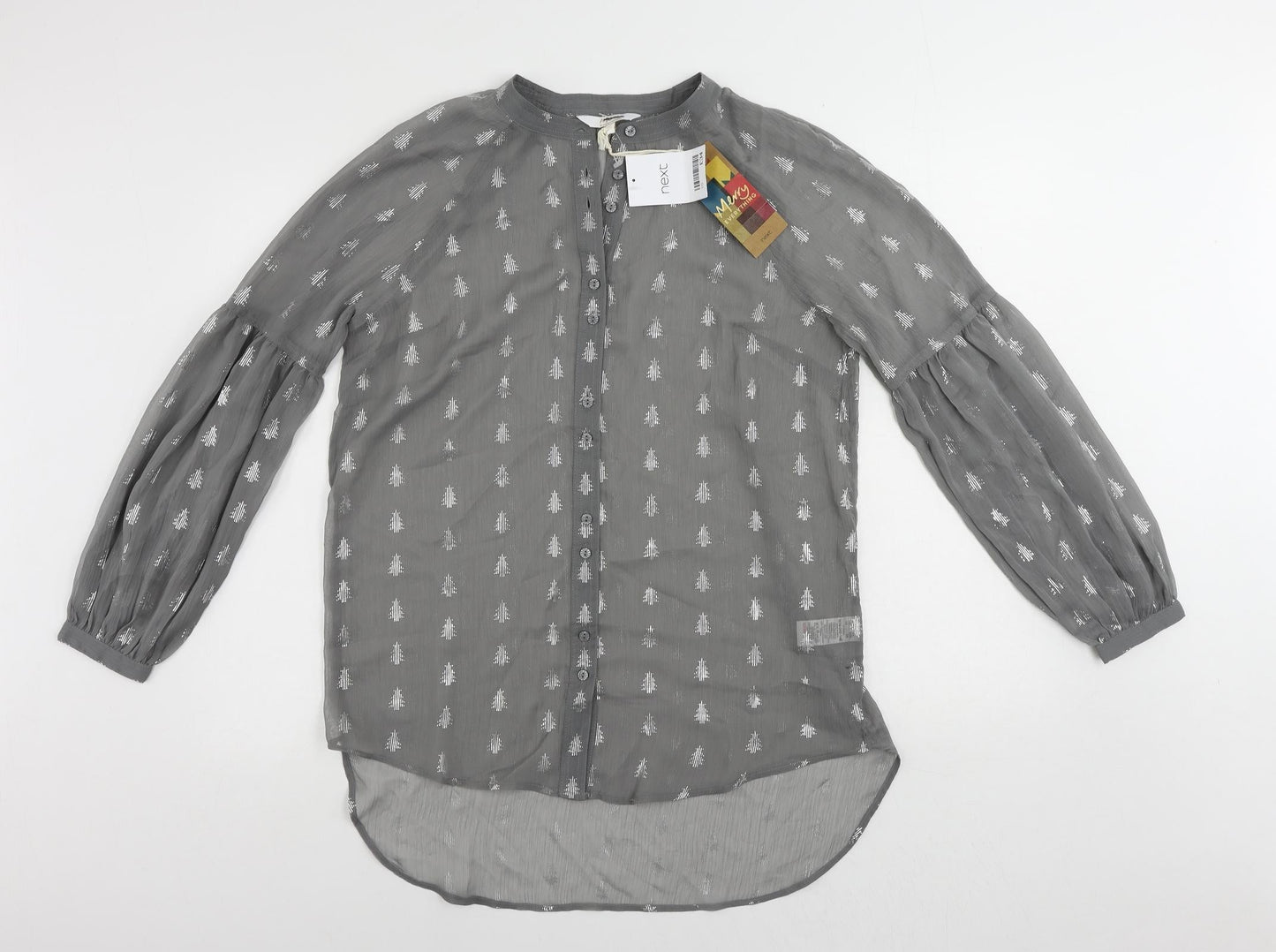 Womens UK Size 10 NEXT Grey Basic Button-Up