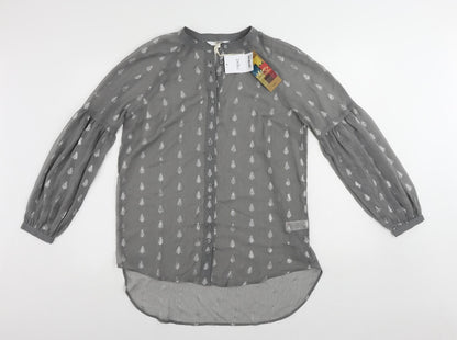 Womens UK Size 10 NEXT Grey Basic Button-Up