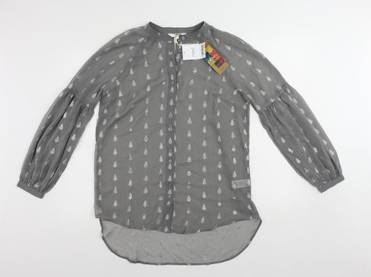 Womens UK Size 10 NEXT Grey Basic Button-Up