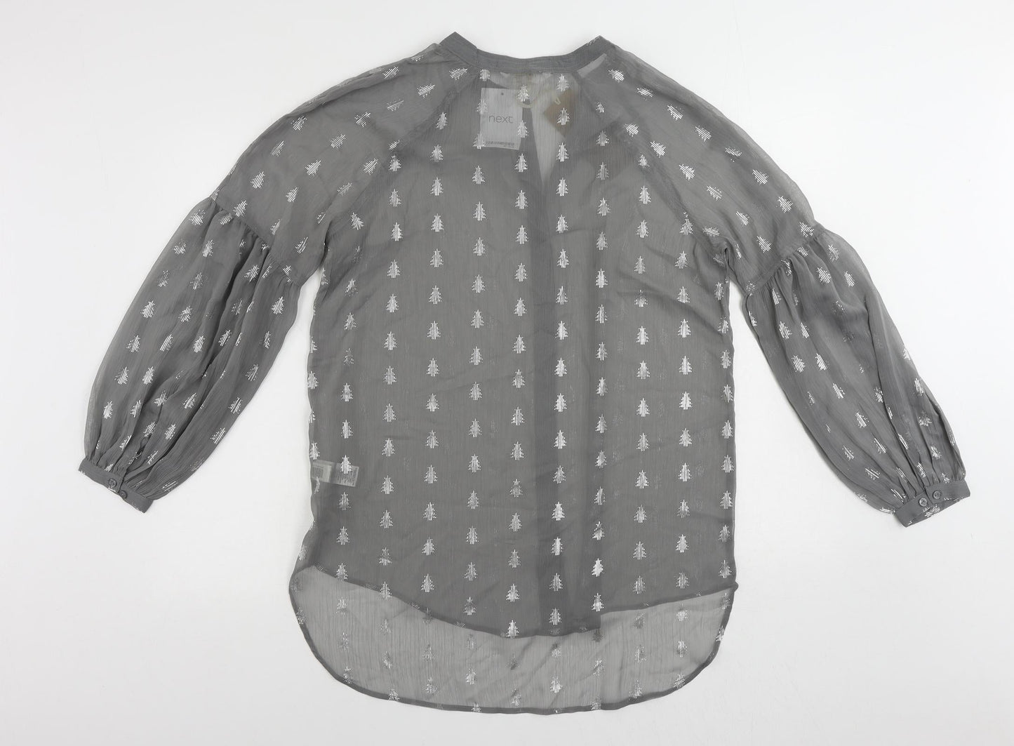 Womens UK Size 10 NEXT Grey Basic Button-Up