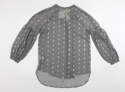 Womens UK Size 10 NEXT Grey Basic Button-Up
