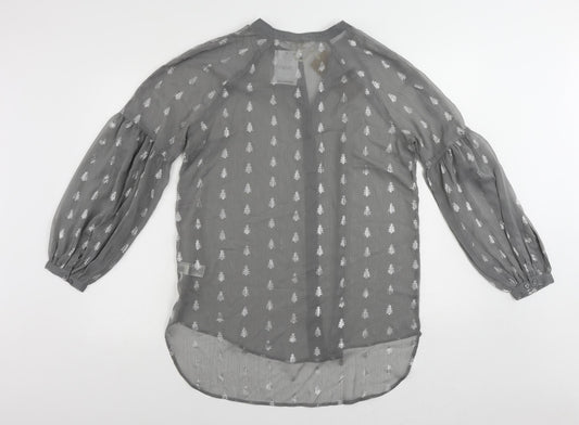 Womens UK Size 10 NEXT Grey Basic Button-Up