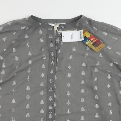 Womens UK Size 10 NEXT Grey Basic Button-Up