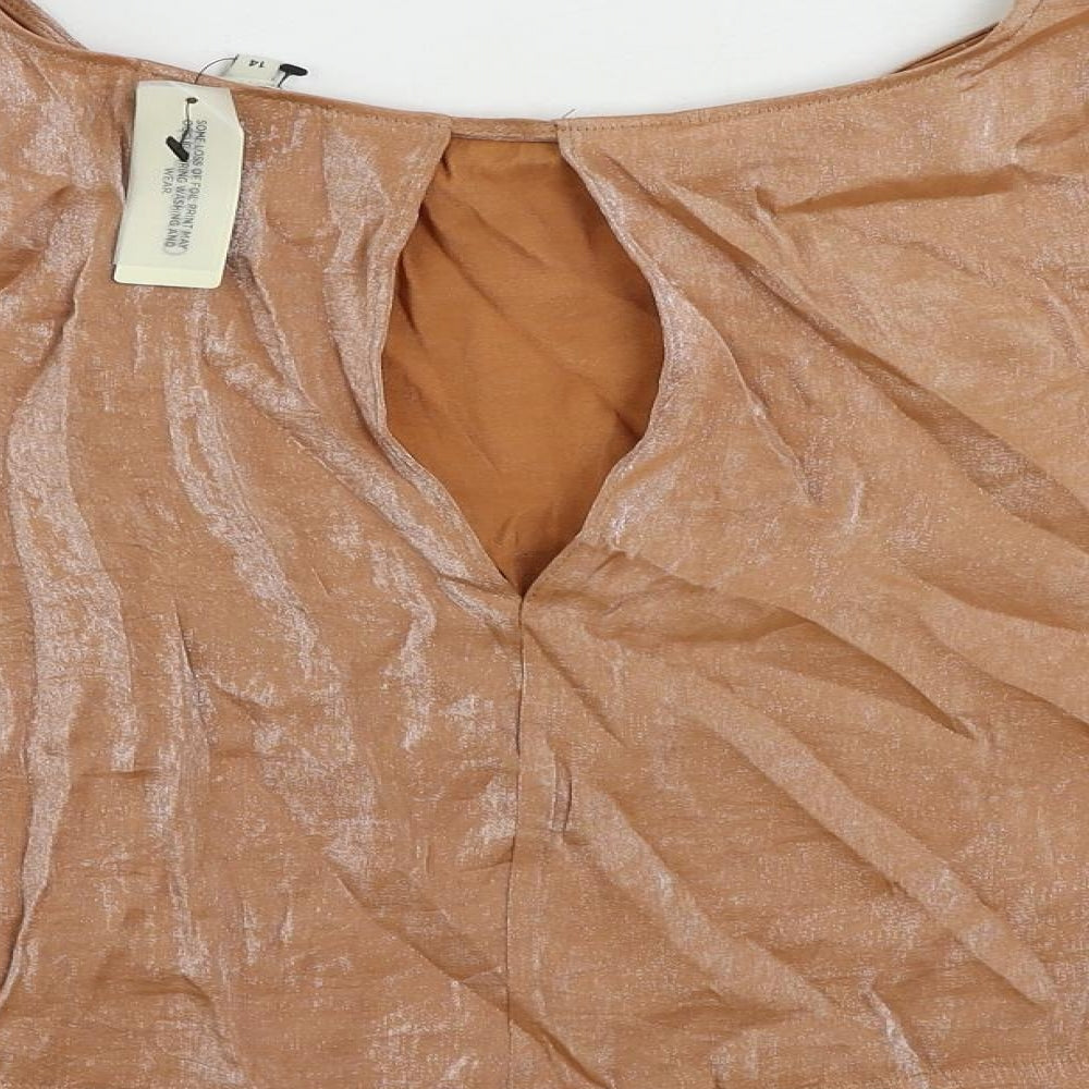Womens UK Size 14 River Island Beige Basic Blouse