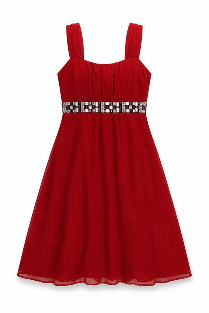 BHS Womens Red Polyester A-Line Size 12 Square Neck Zip - Embellished