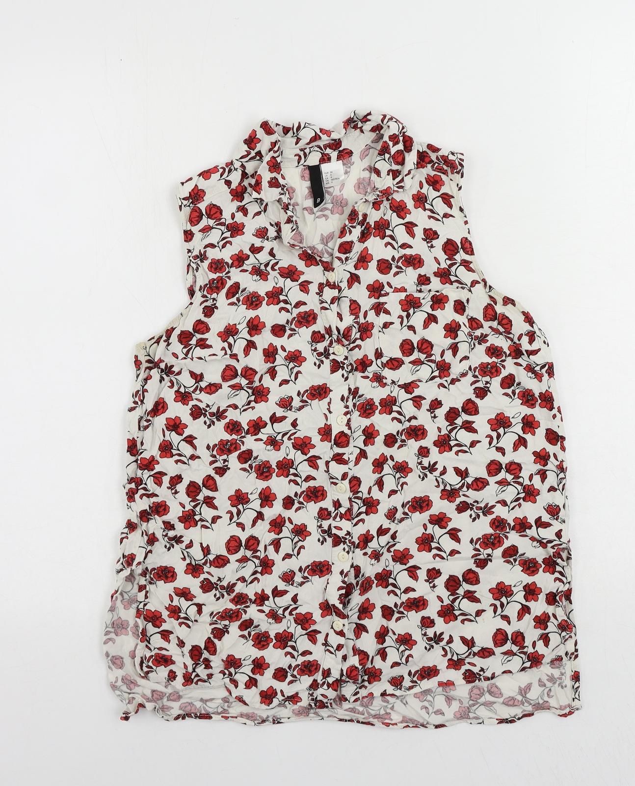 Womens UK Size 8 H&M White Basic Button-Up