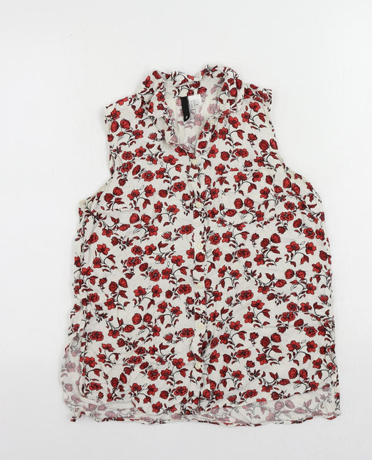 Womens UK Size 8 H&M White Basic Button-Up