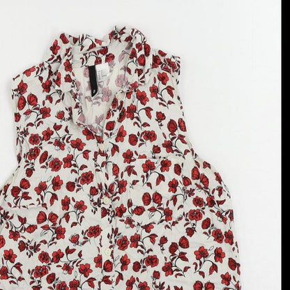Womens UK Size 8 H&M White Basic Button-Up