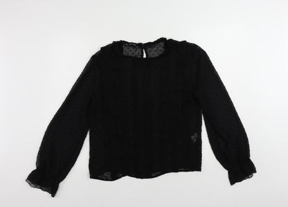 Womens UK Size L Zara Black Basic Blouse