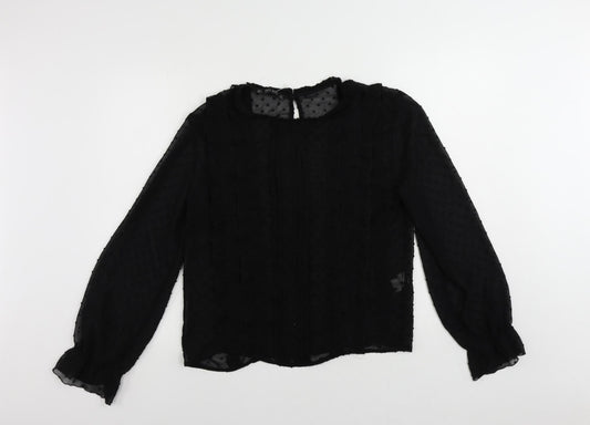 Womens UK Size L Zara Black Basic Blouse