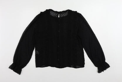 Womens UK Size L Zara Black Basic Blouse