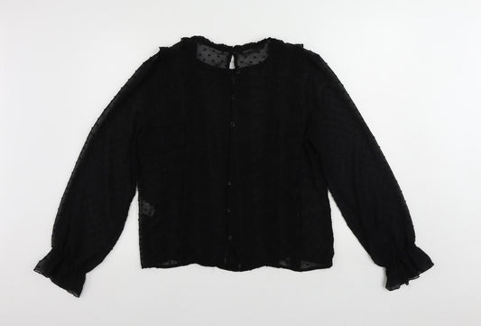 Womens UK Size L Zara Black Basic Blouse