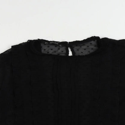 Womens UK Size L Zara Black Basic Blouse