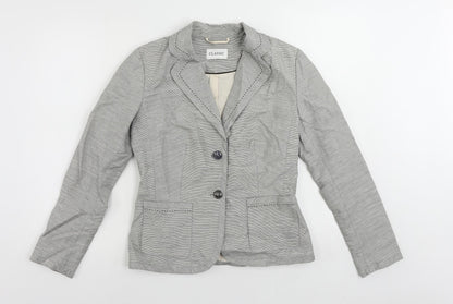 Marks and Spencer Womens Grey Striped Jacket Blazer Size 10 Button