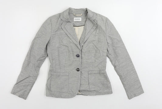 Marks and Spencer Womens Grey Striped Jacket Blazer Size 10 Button
