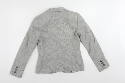 Marks and Spencer Womens Grey Striped Jacket Blazer Size 10 Button