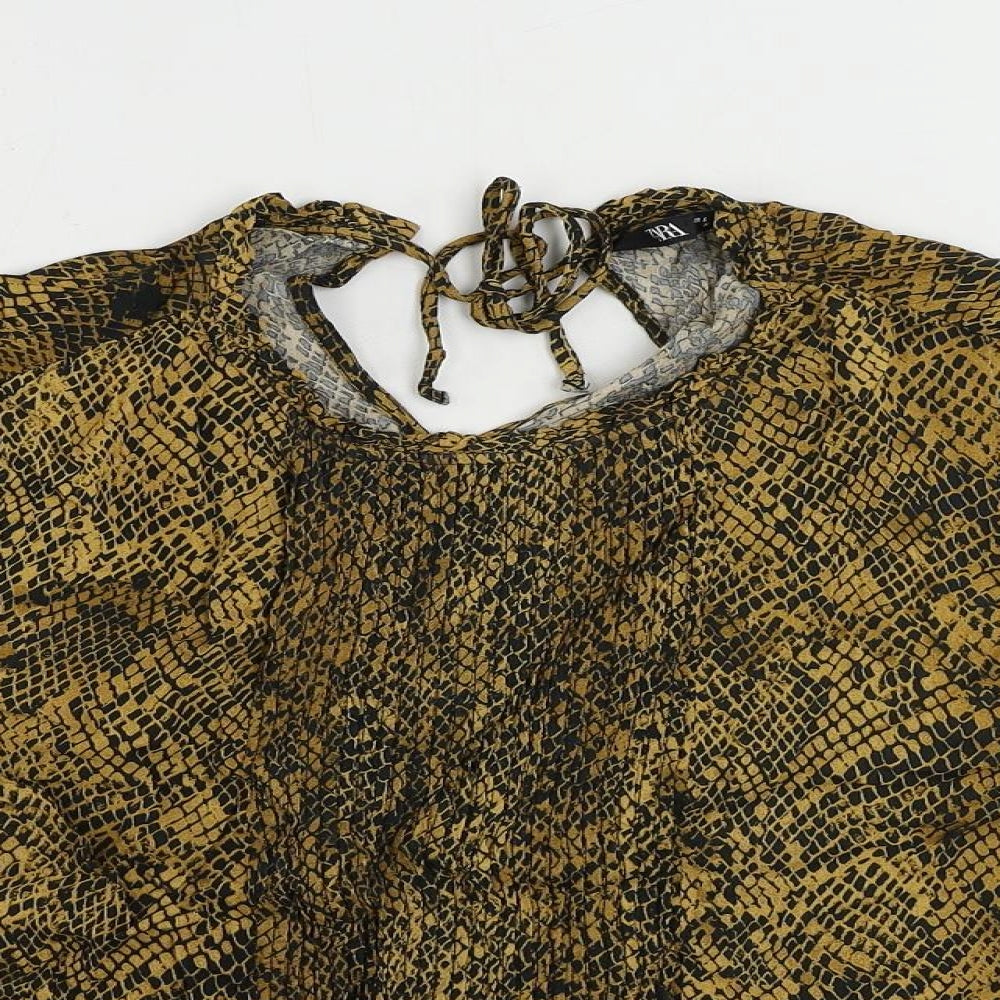 Womens UK Size L Zara Brown Basic Blouse