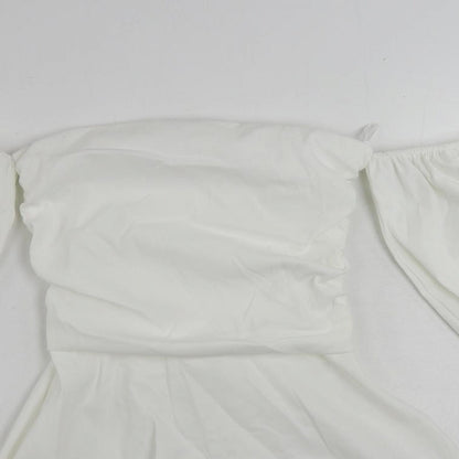 Zara Womens White Polyester Mini Size S Off the Shoulder Zip