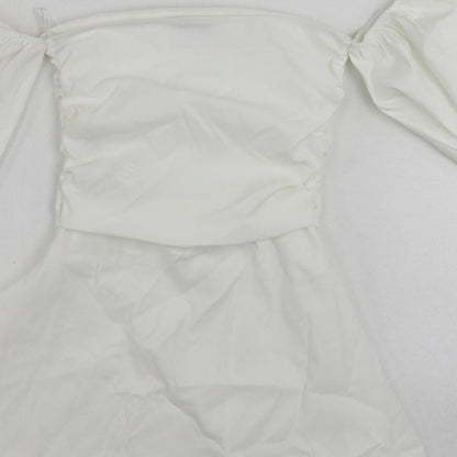 Zara Womens White Polyester Mini Size S Off the Shoulder Zip