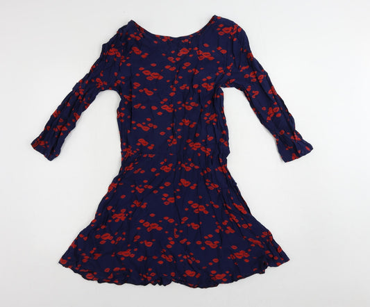 Debenhams Womens Blue Viscose Fit & Flare Size 10 V-Neck Pullover