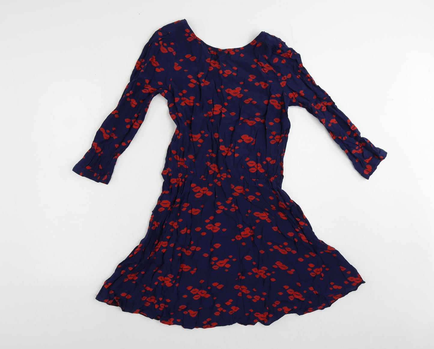 Debenhams Womens Blue Viscose Fit & Flare Size 10 V-Neck Pullover