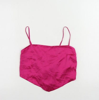 Womens UK Size L Stradivarius Pink Cropped Tank