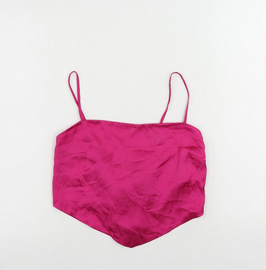 Womens UK Size L Stradivarius Pink Cropped Tank