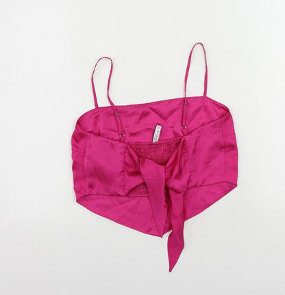 Womens UK Size L Stradivarius Pink Cropped Tank