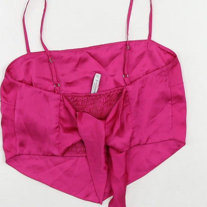 Womens UK Size L Stradivarius Pink Cropped Tank