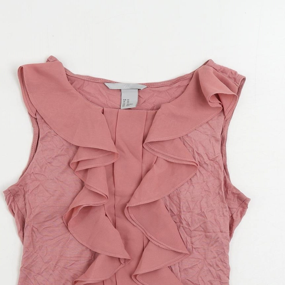 Womens UK Size XS H&M Pink Basic Tank