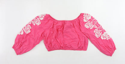 Womens UK Size 18 Marks and Spencer Pink Cropped Blouse