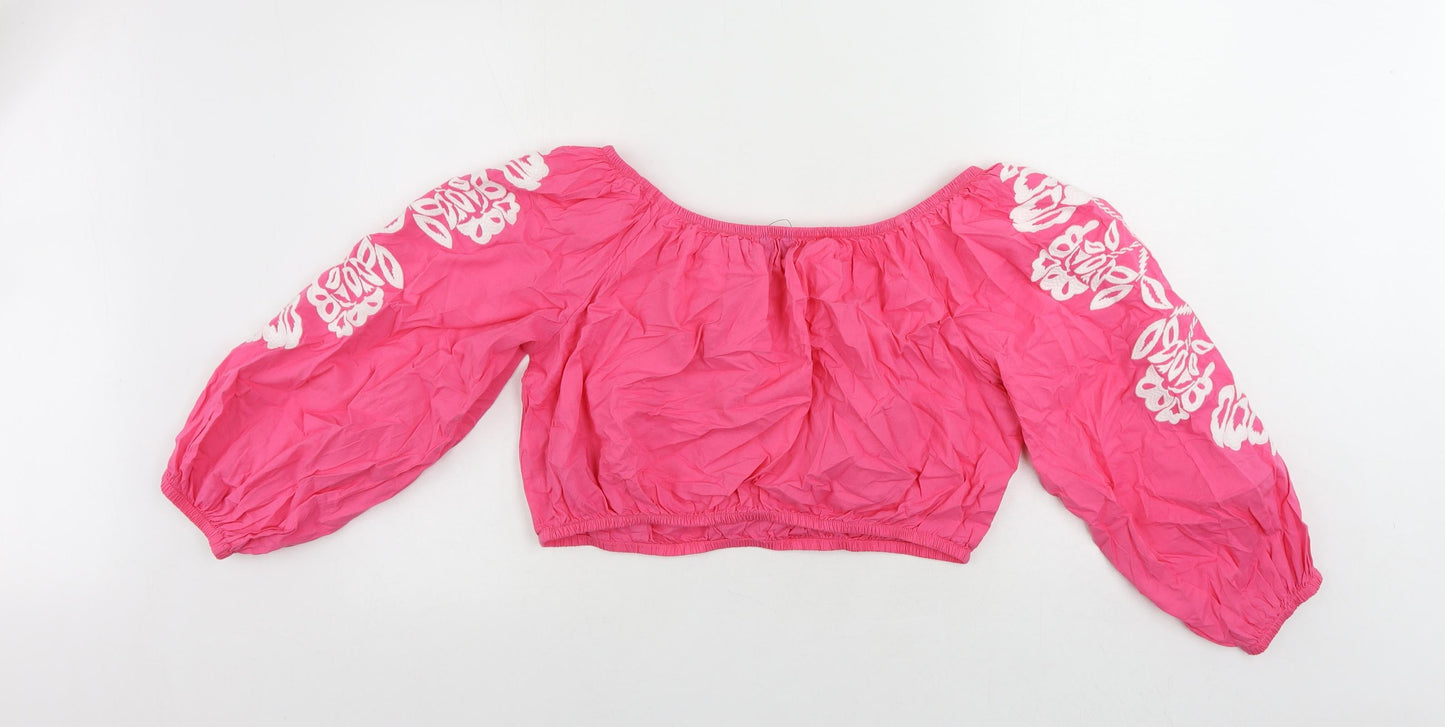 Womens UK Size 18 Marks and Spencer Pink Cropped Blouse