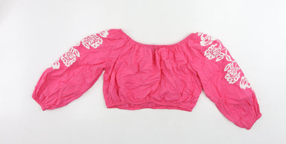 Womens UK Size 18 Marks and Spencer Pink Cropped Blouse