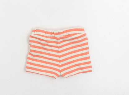 Marks and Spencer Baby Pink Striped Cotton Cropped Trousers Size 3-6 Months Drawstring