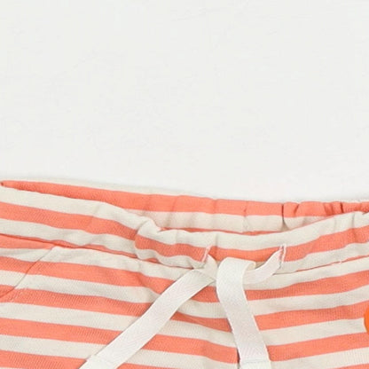 Marks and Spencer Baby Pink Striped Cotton Cropped Trousers Size 3-6 Months Drawstring