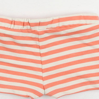 Marks and Spencer Baby Pink Striped Cotton Cropped Trousers Size 3-6 Months Drawstring