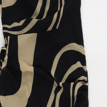 PRETTYLITTLETHING Womens Black Geometric Polyester Mini Size 4 Off the Shoulder Zip - Strapless