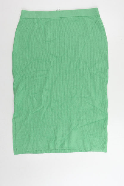 Marks and Spencer Womens Green Viscose Straight & Pencil Skirt Size L - Elastic Waist