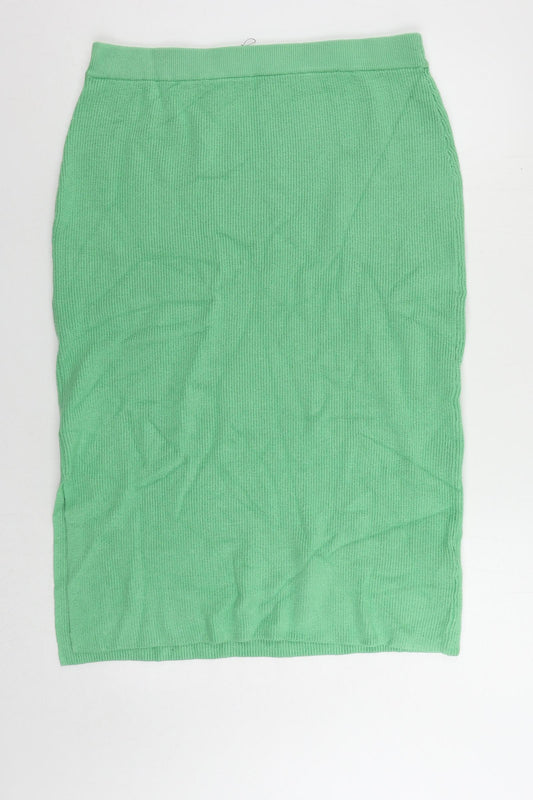 Marks and Spencer Womens Green Viscose Straight & Pencil Skirt Size L - Elastic Waist